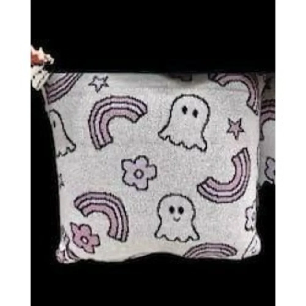 Tiktok viral ghost rainbow throw Pillow Halloween
